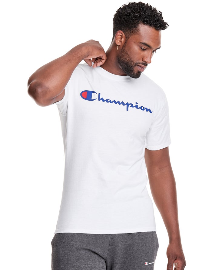 Champion Graphic Jersey Script Logo T-Shirt Heren - Wit - Belgie 0687BPGSK